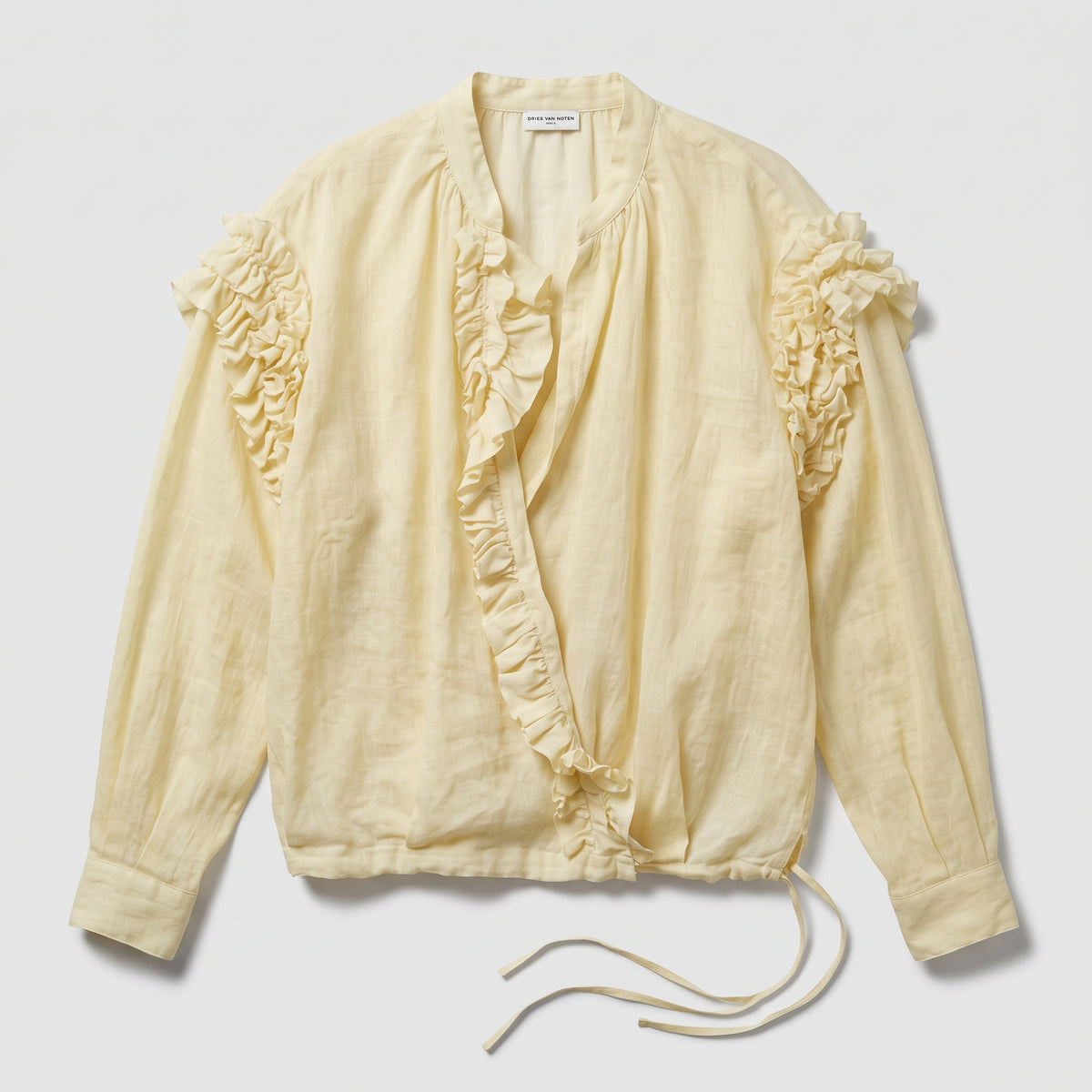 DRIES VAN NOTEN Ivory Ruffled Wrap Blouse