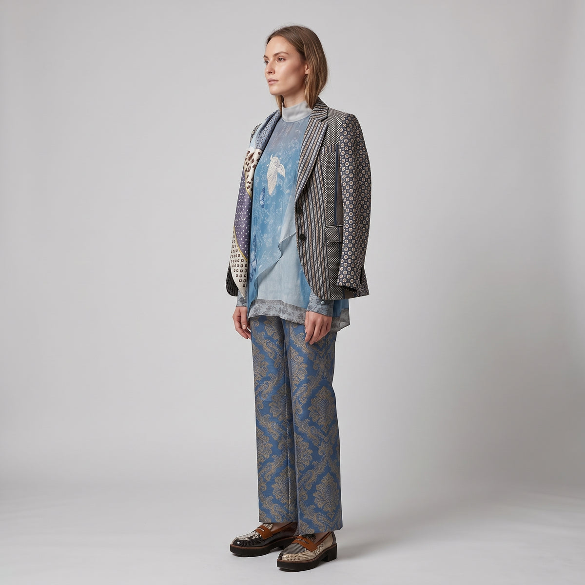 PIERRE LOUIS MASCIA Blue Butterfly Silk Blouse - view 4