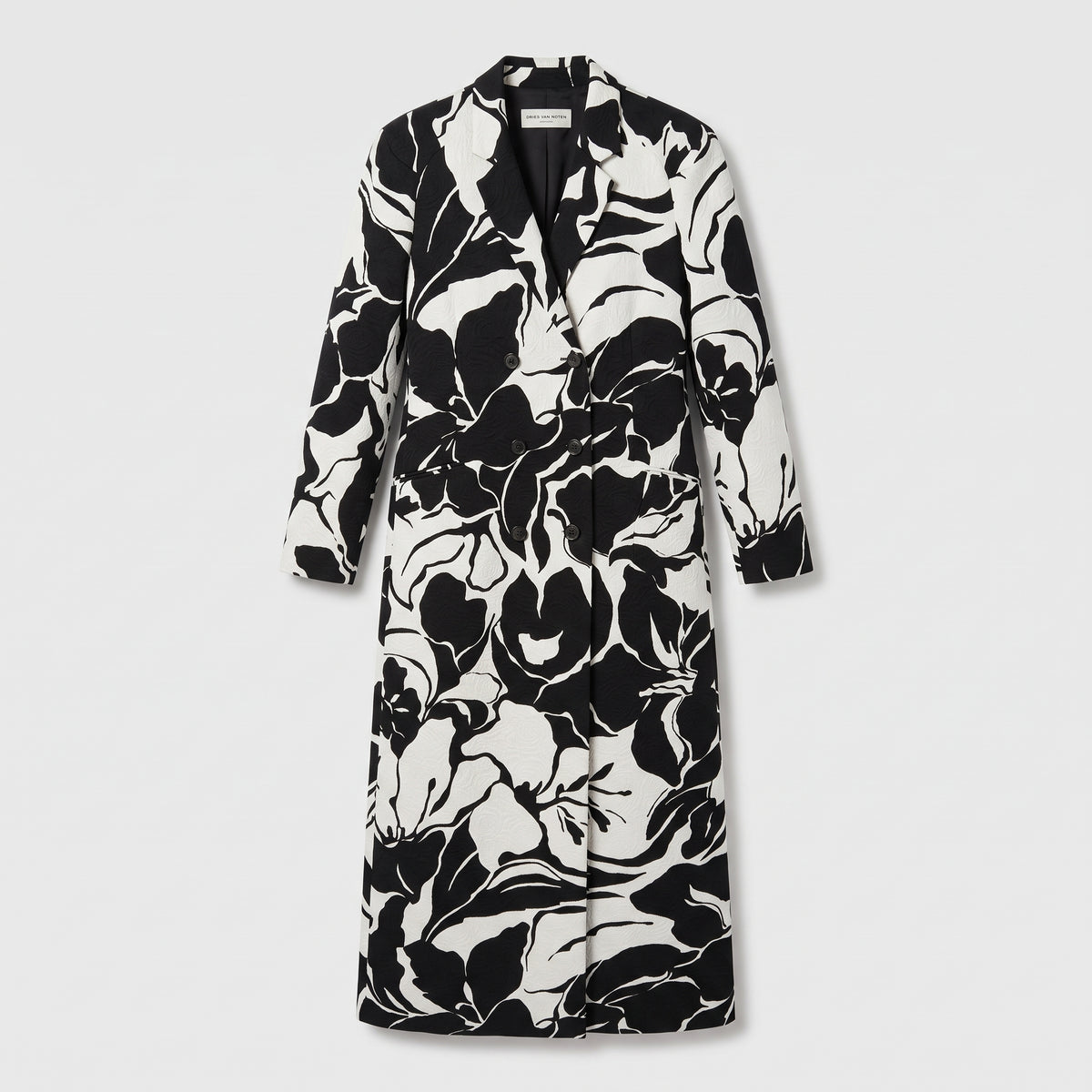 Floral Double-Breasted Long Coat