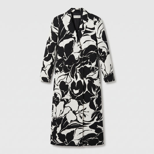 Floral Double-Breasted Long Coat