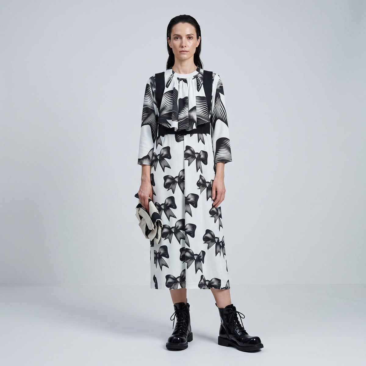 COMME DES GARCONS Bow Print Ruffled Midi Dress - view 3