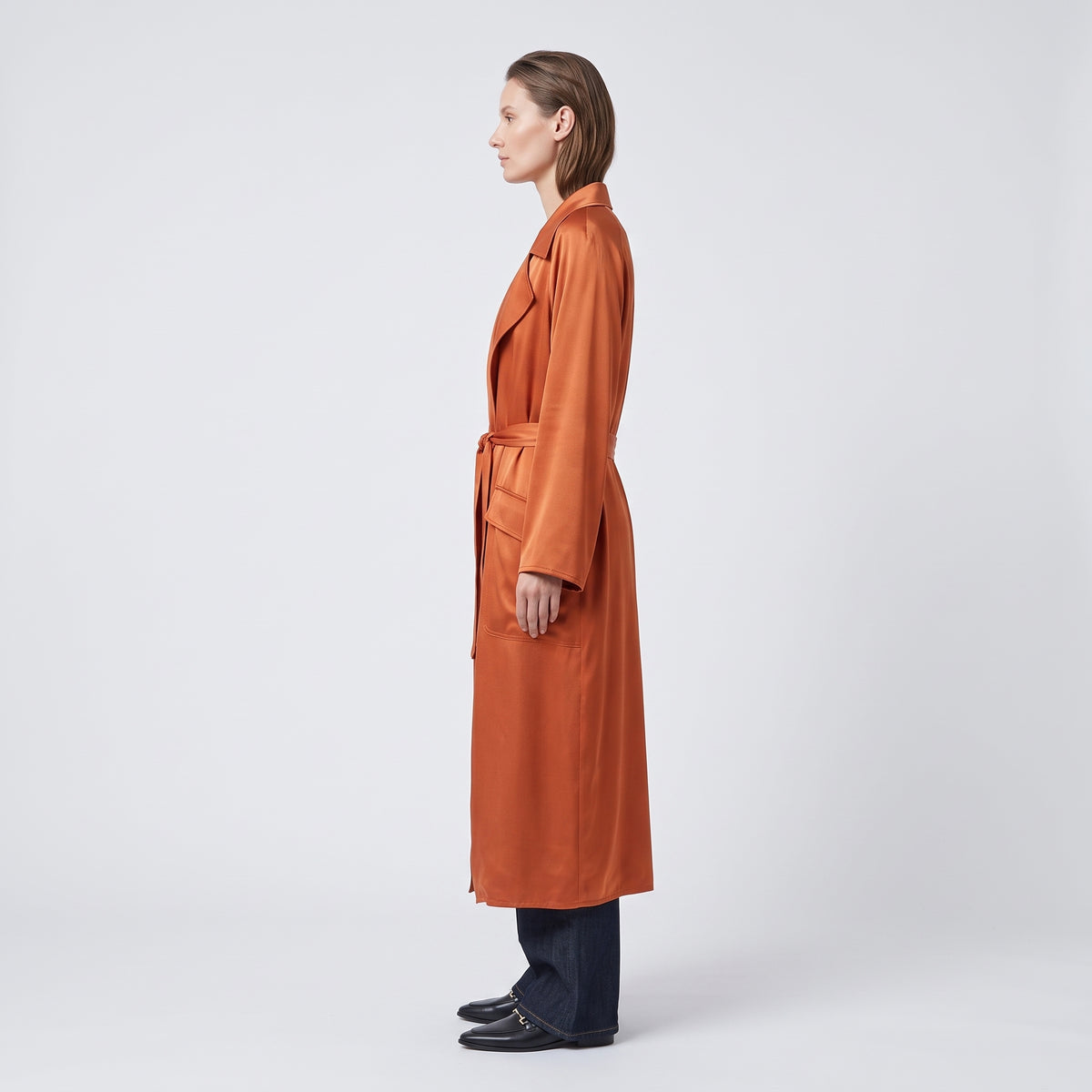 DUSAN Coral Belted Satin Cardigan - view 4