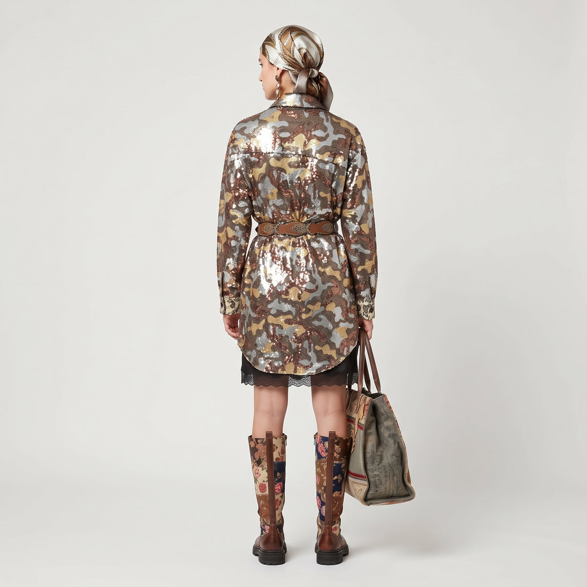 ANTONIO MARRAS Sequined Camouflage Oversized Shirt - view 5