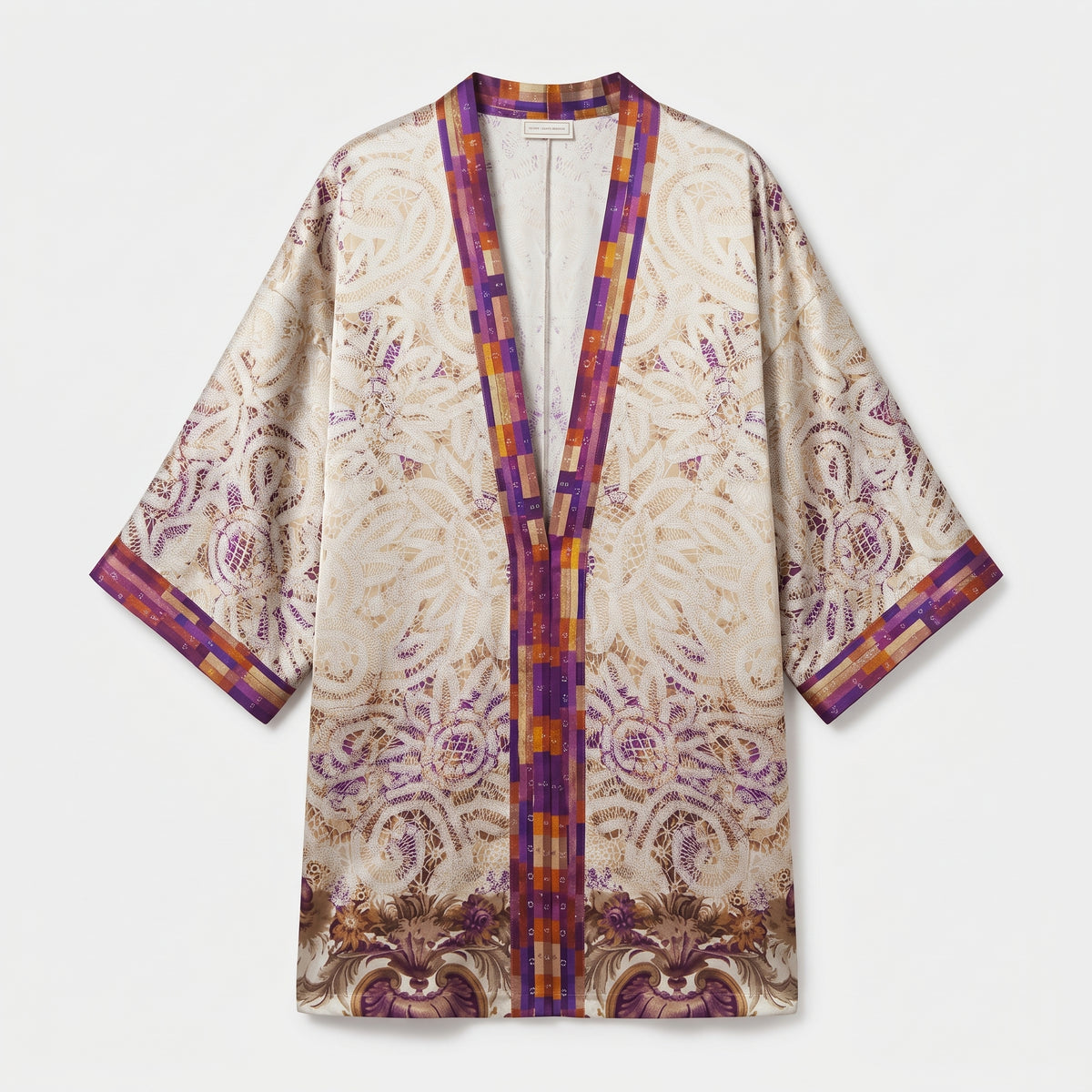 Fuscia Patterned Kimono Jacket