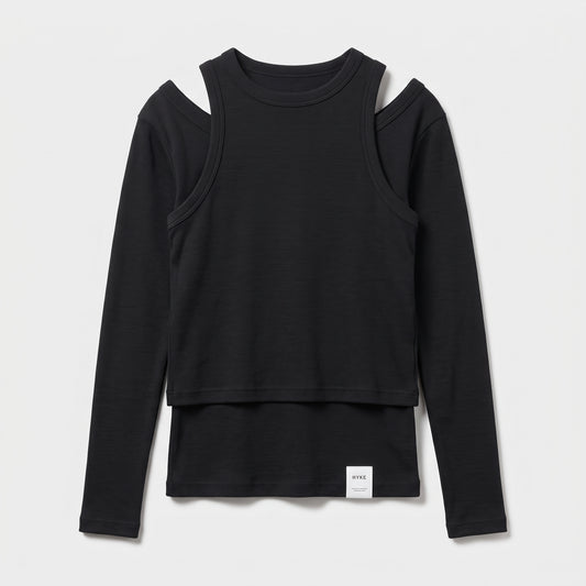 Ribbed Cut-Out Long Sleeve Top