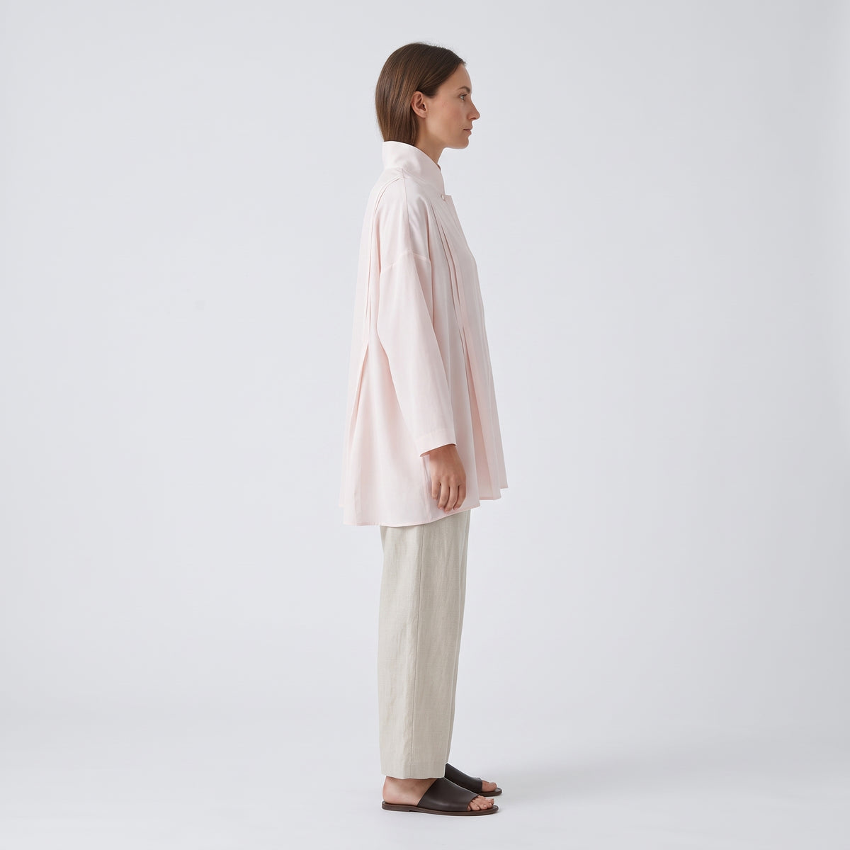 ESKANDAR Light Pink Mandarin Collar Shirt - view 4