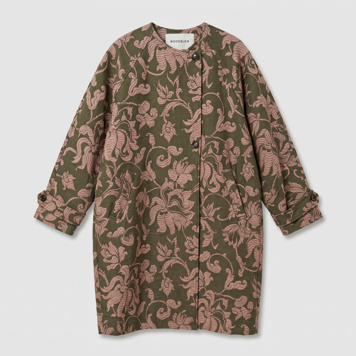 Olive Floral Jacquard Coat