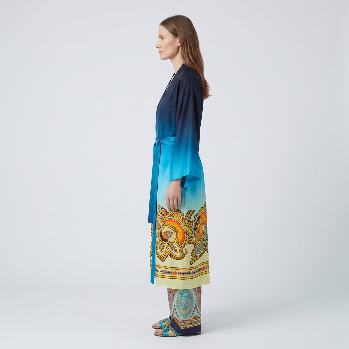 ETRO Ombre Floral Silk Kaftan Robe - view 4