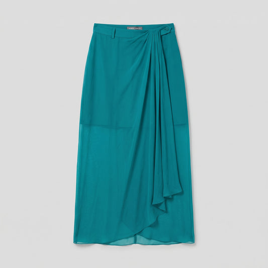ALBERTA FERRETTI Draped Semi-Sheer Maxi Skirt