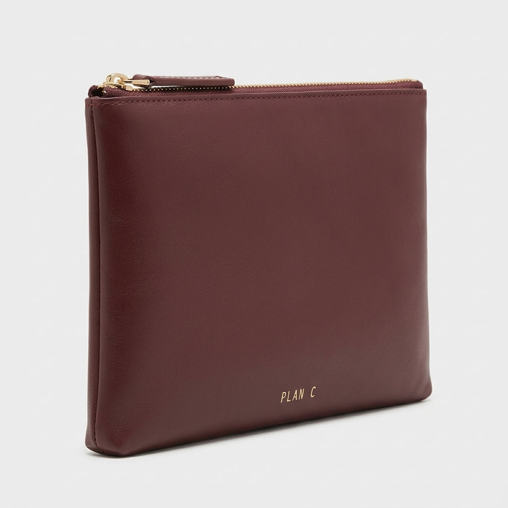 PLAN C Burgundy Leather Clutch Bag - view 2