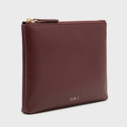 PLAN C Burgundy Leather Clutch Bag - view 2