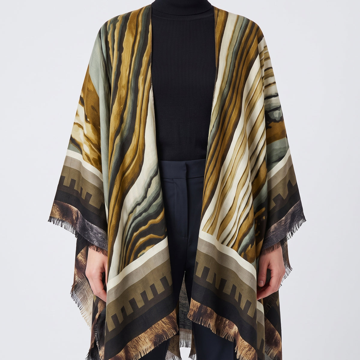 MAISON PASSAGE Waves Printed Fringed Kimono - view 3