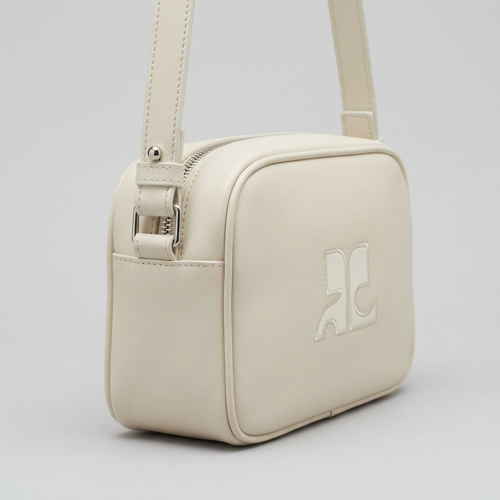 COURREGES Mastic Grey Leather Camera Bag - view 2
