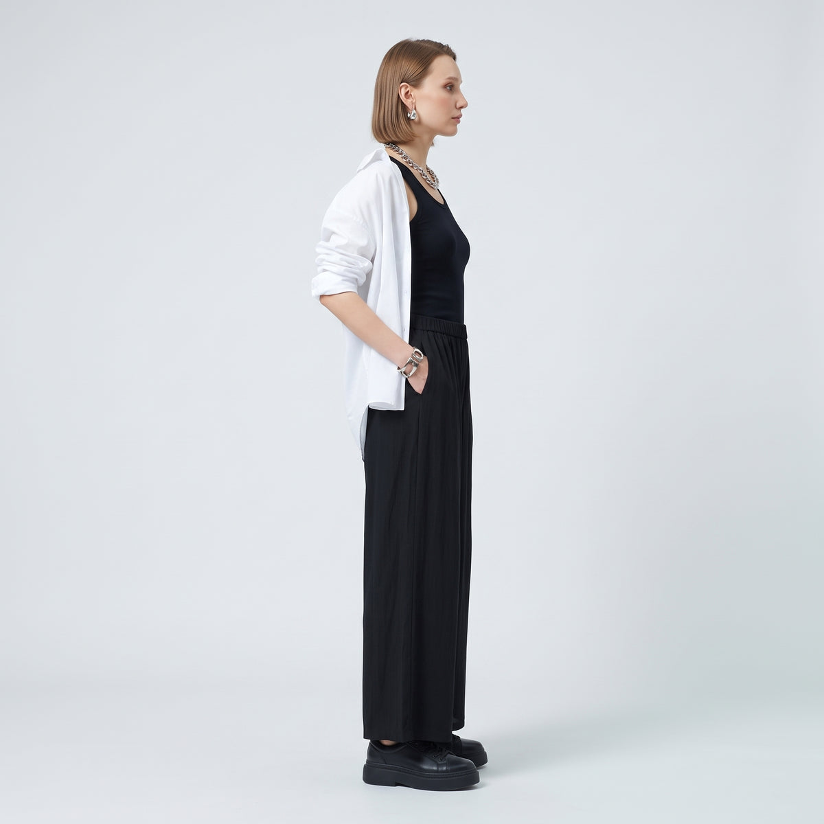 CDG CDG Minimalist Wide Leg Black Trousers - view 4