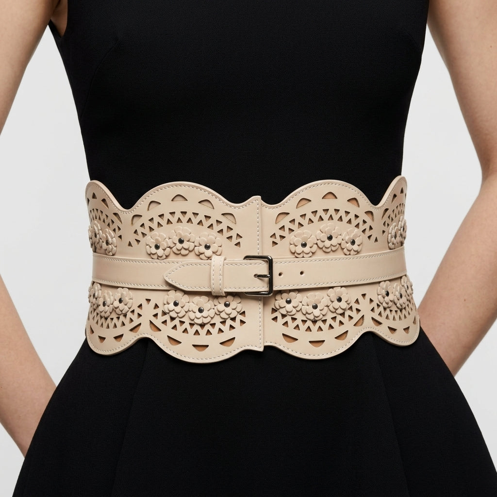 ALAIA Laser Cut Leather Corset Belt - view 2