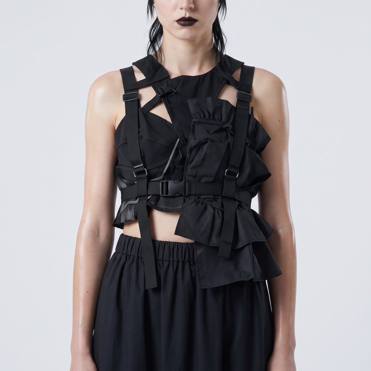 NOIR KEI NINOMIYA Ruffled Tulle Trim Midi Skirt - view 2