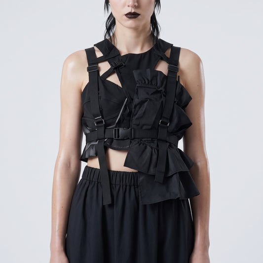 NOIR KEI NINOMIYA Ruffled Tulle Trim Midi Skirt - view 2
