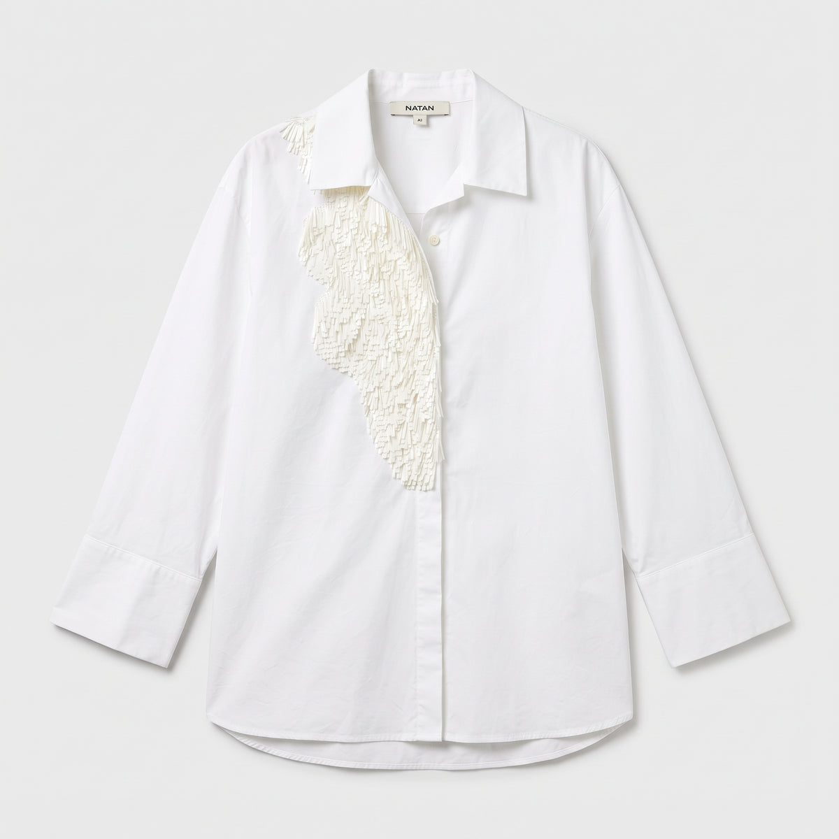 Embellished Off-White Cotton Shirt