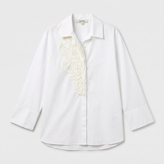 Embellished Off-White Cotton Shirt