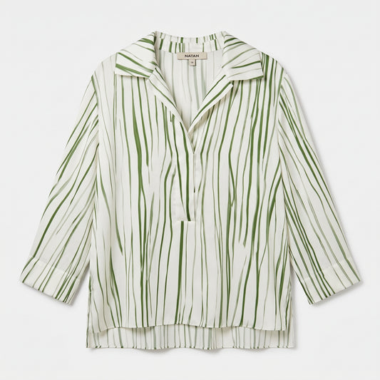 Striped Off-White Green Blouse
