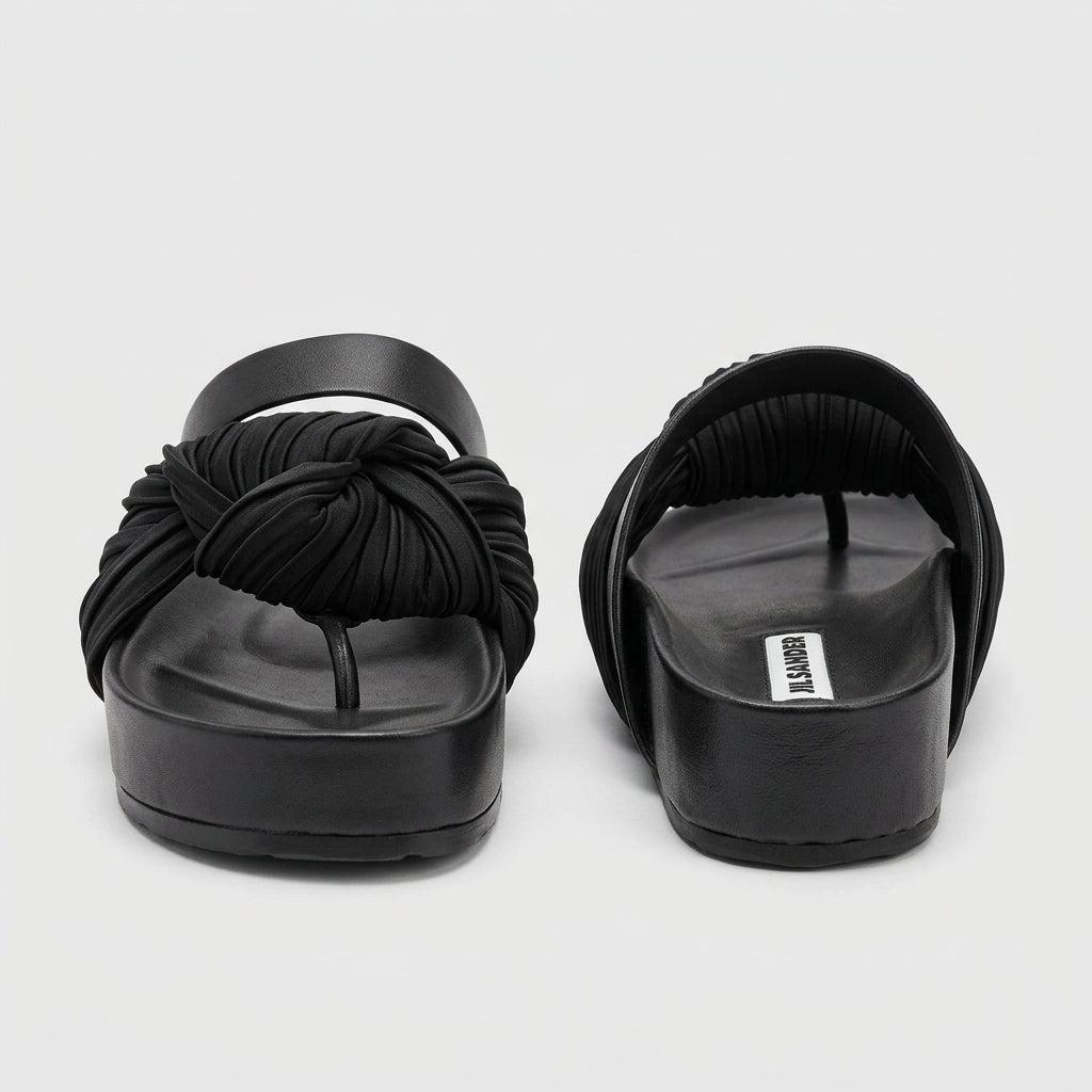 Black Ruched Platform Sandals