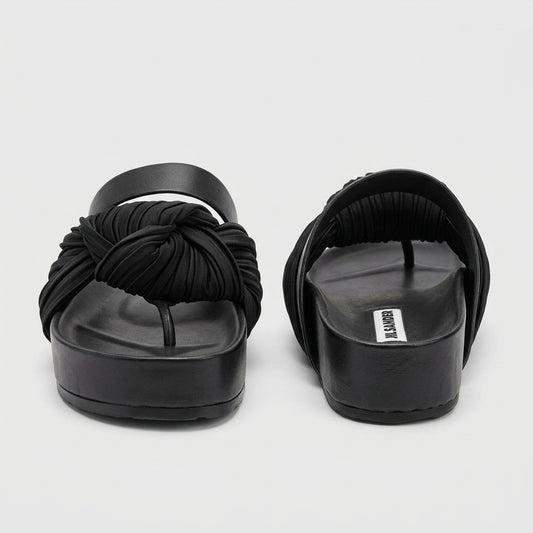 Black Ruched Platform Sandals