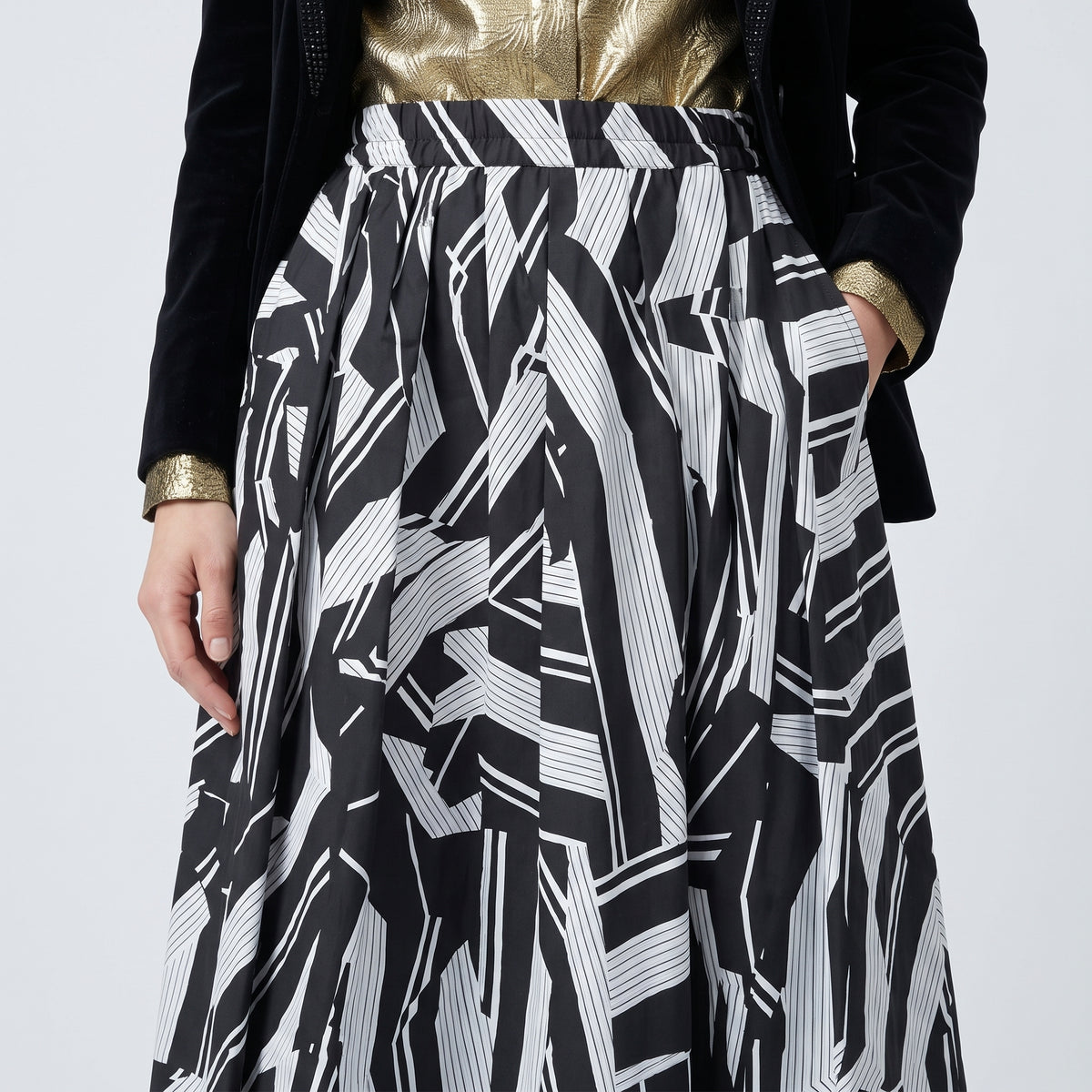 Abstract Geometric Midi Skirt