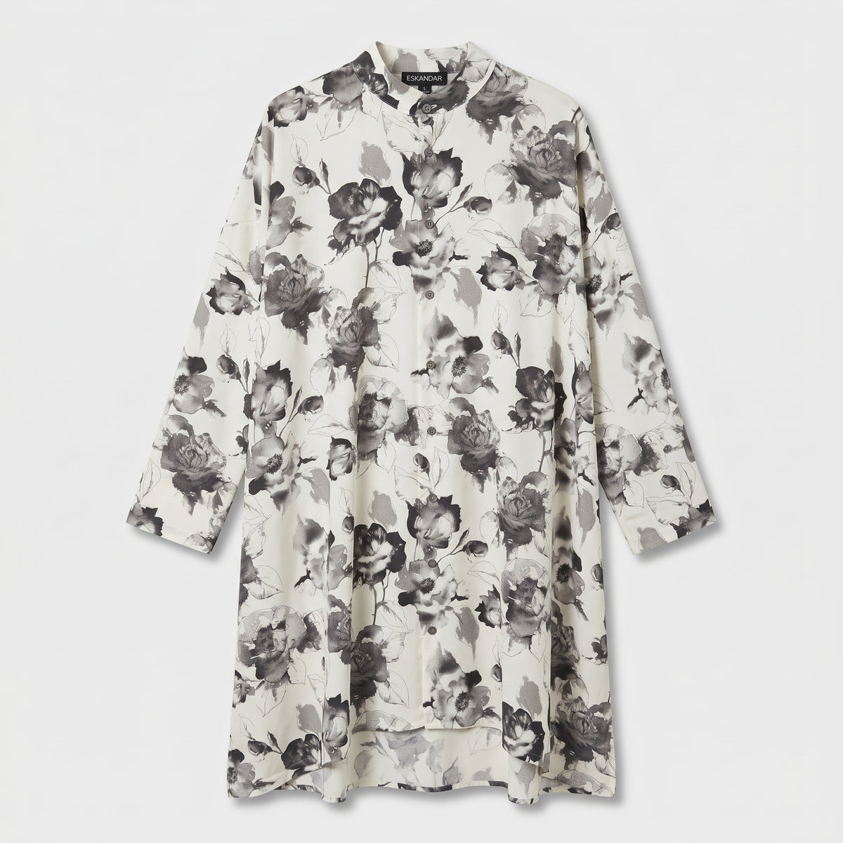 Floral Mandarin Collar Tunic Shirt