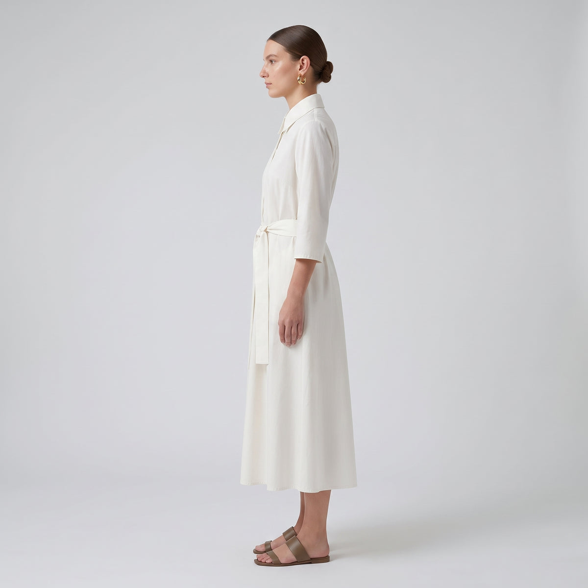 CALCATERRA Belted Cotton Shirt Dress - view 4