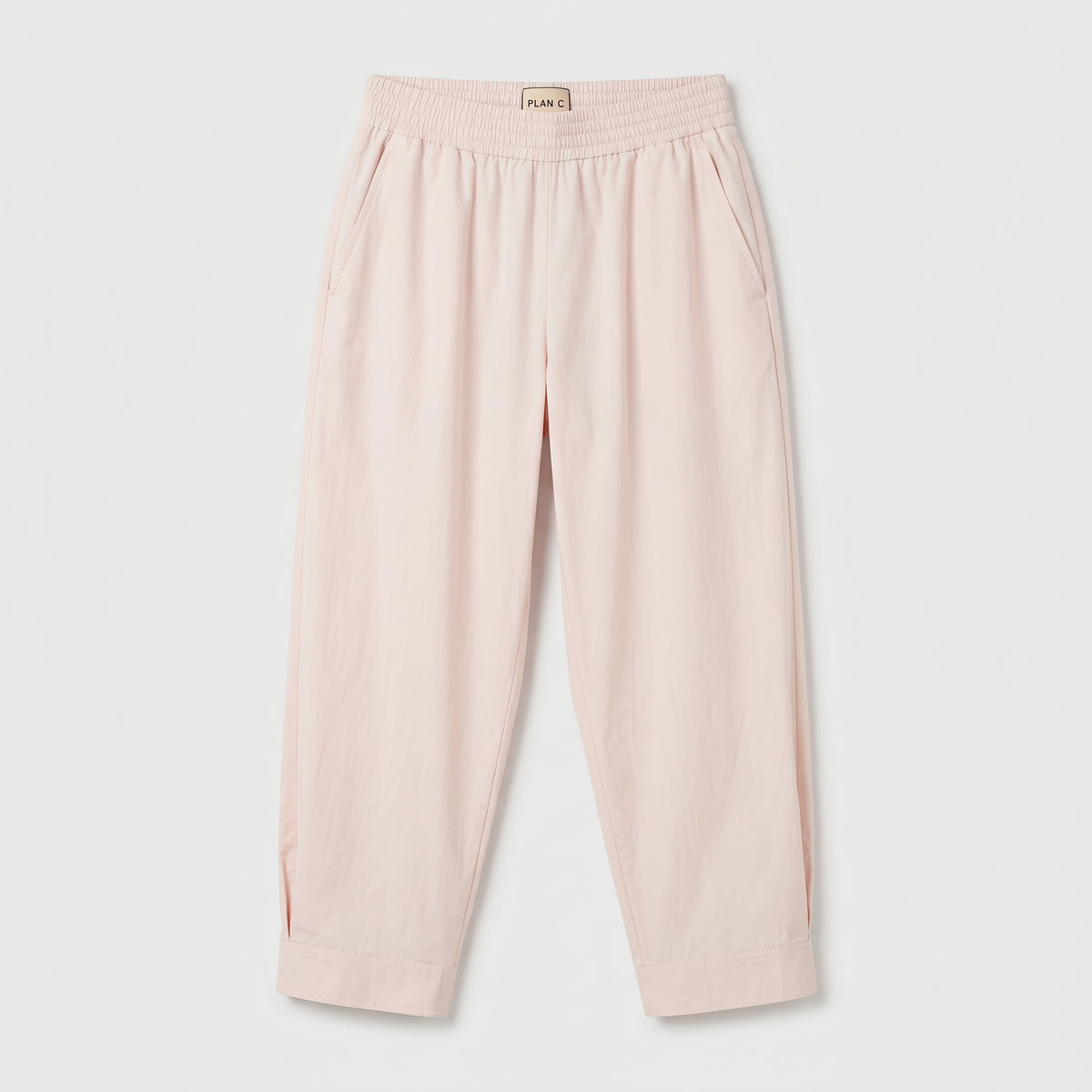 Pink Elastic Waist Cropped Trousers