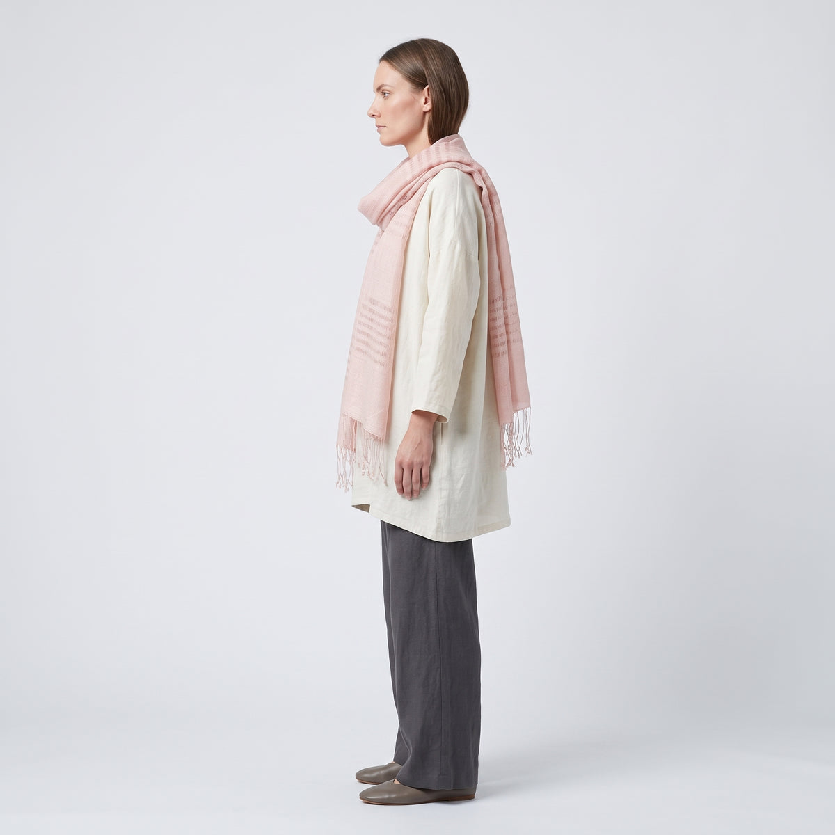 Lightweight Fringed Linen Scarf