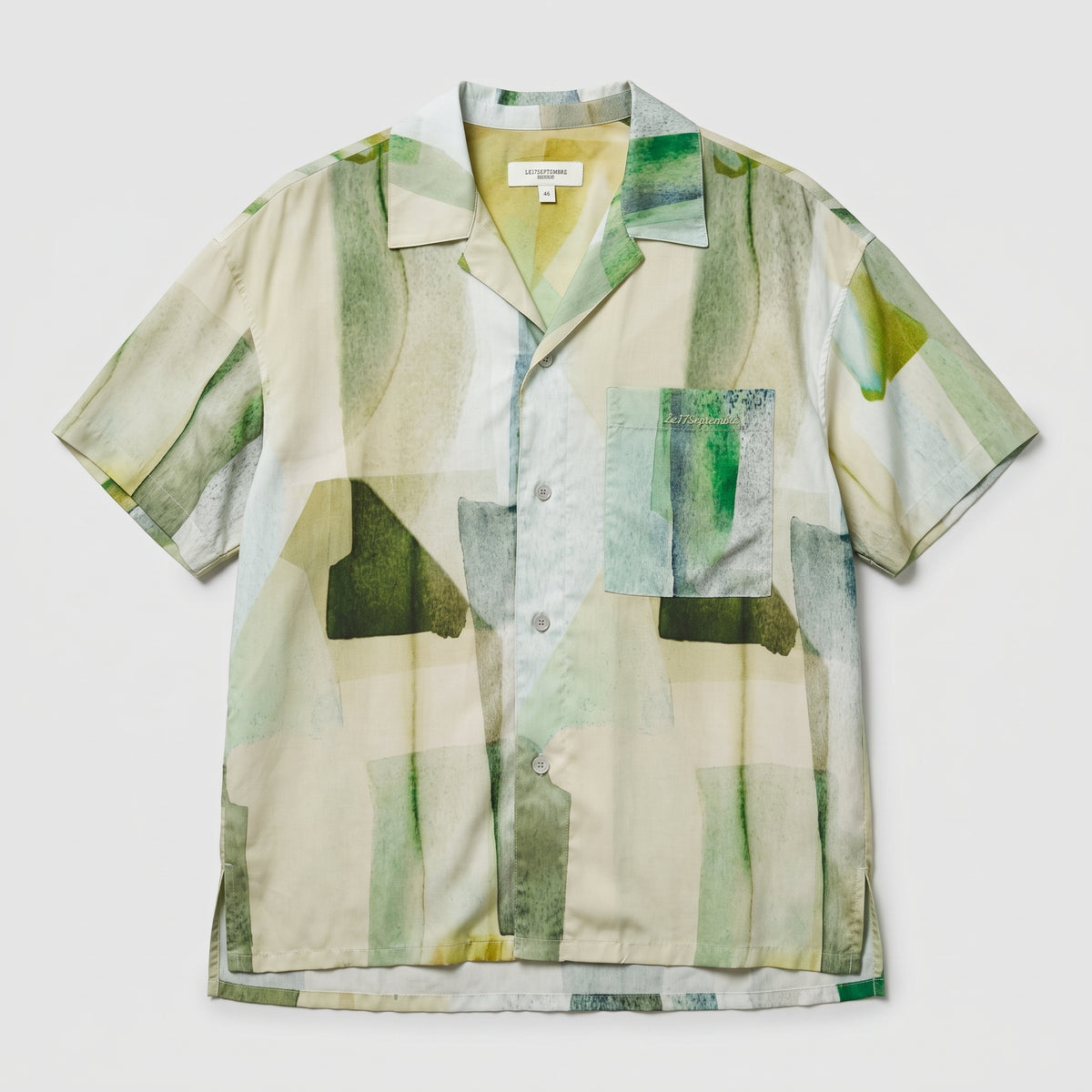 LE17SEPTEMBRE HOMME Green Abstract Print Camp Shirt