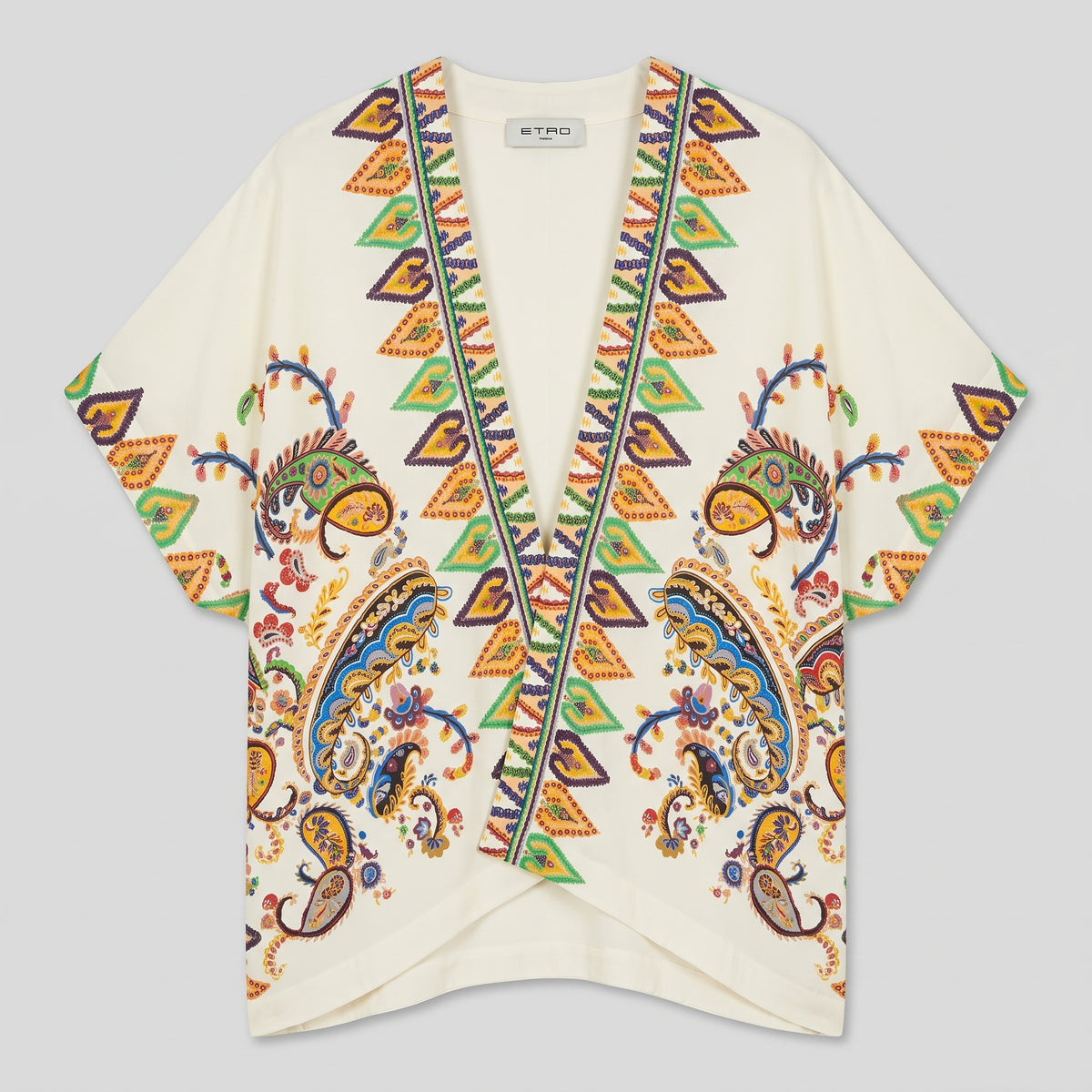 Paisley Print Open Front Kimono