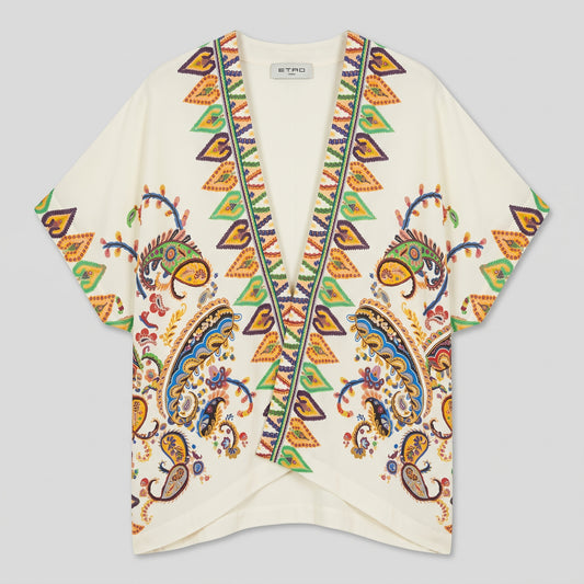 Paisley Print Open Front Kimono