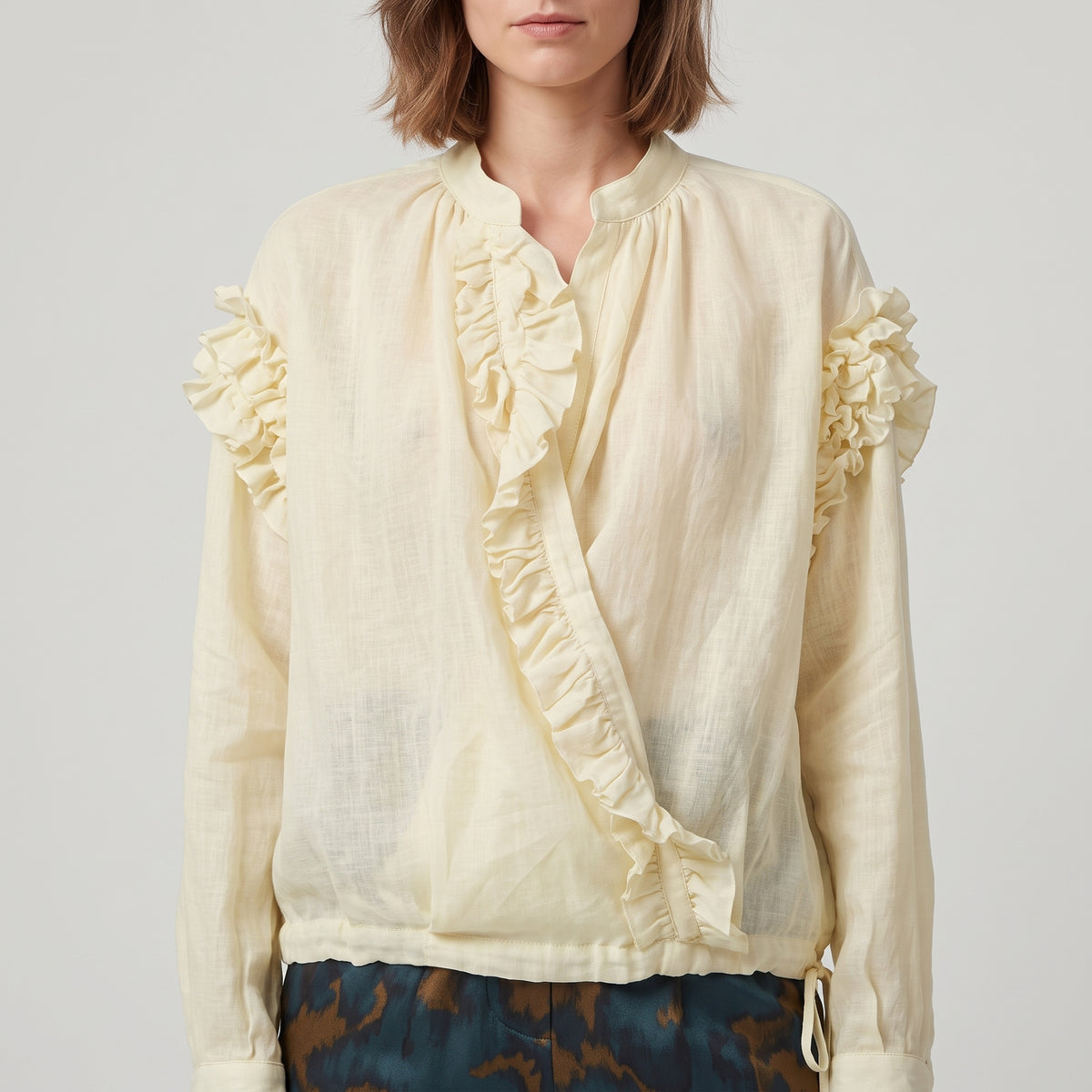 DRIES VAN NOTEN Ivory Ruffled Wrap Blouse - view 2