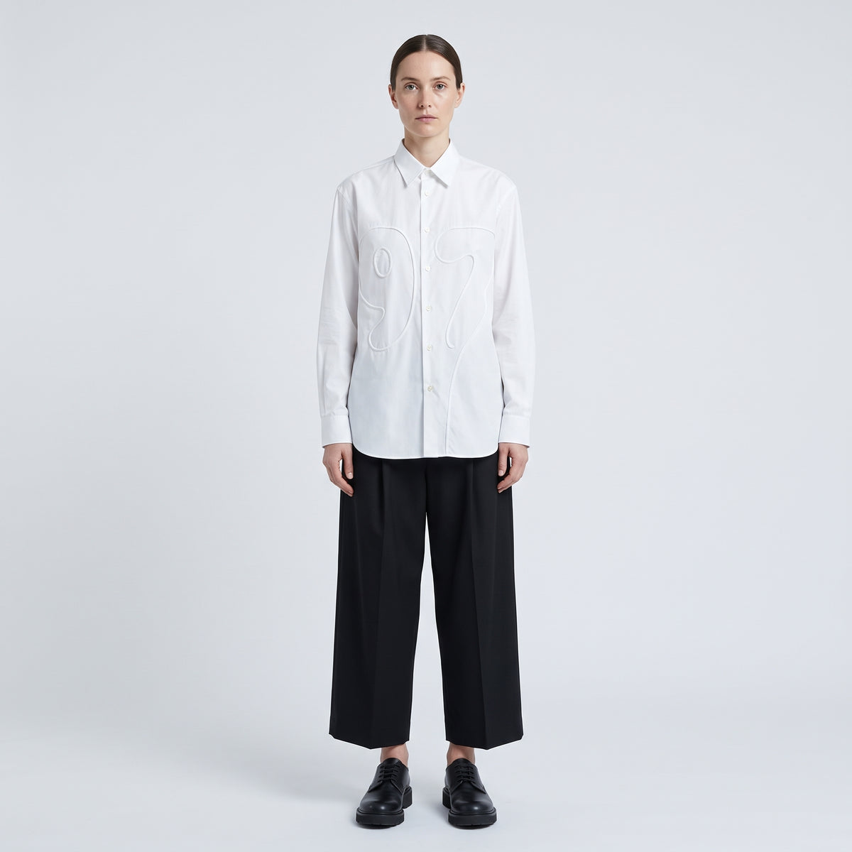 Embroidered Graphic White Cotton Shirt