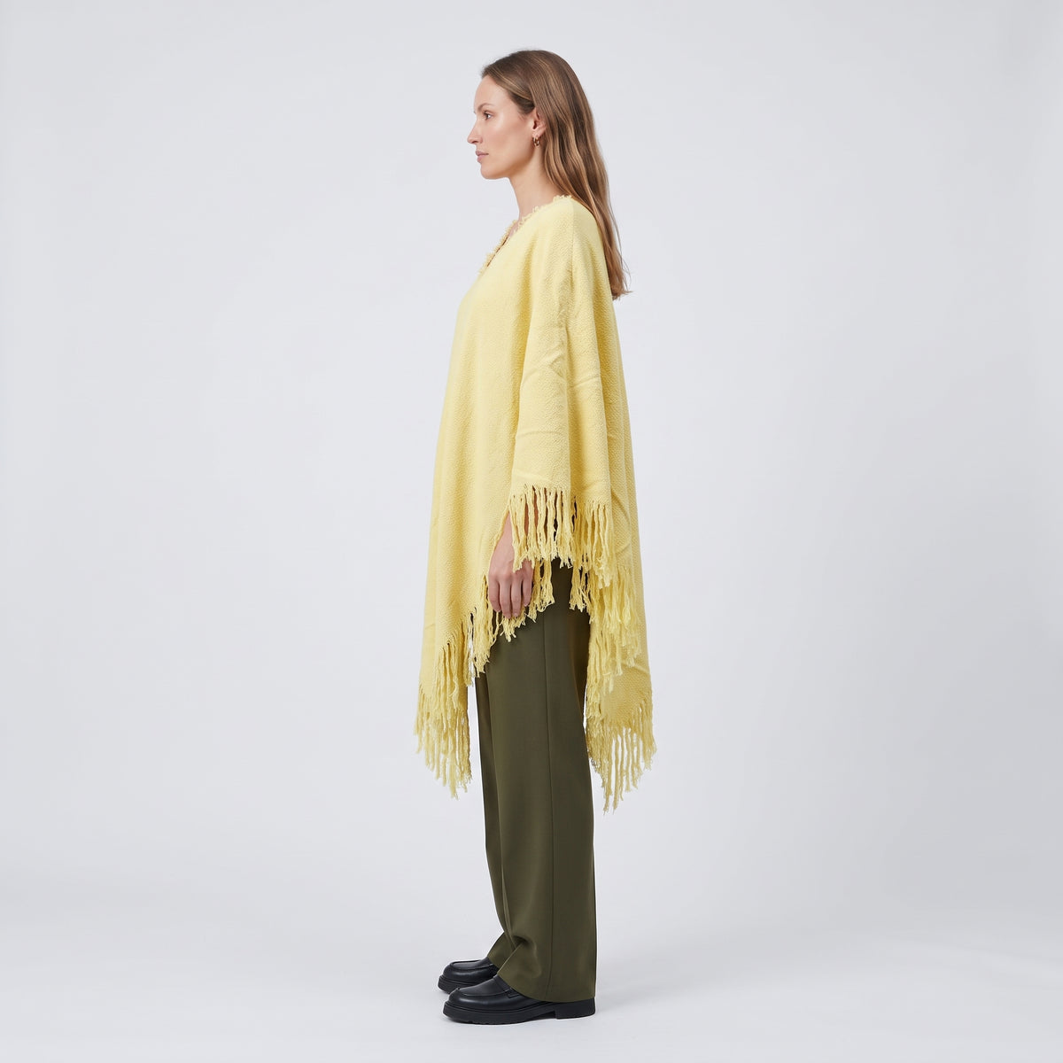 RODEBJER Yellow Fringed Knit Poncho - view 4