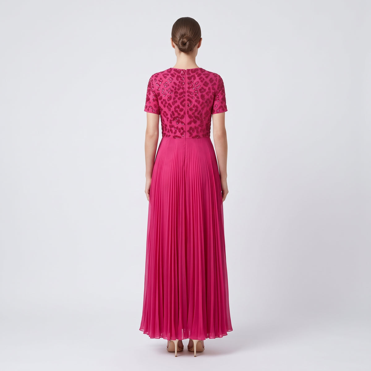 Embellished Pleated Midi Dress