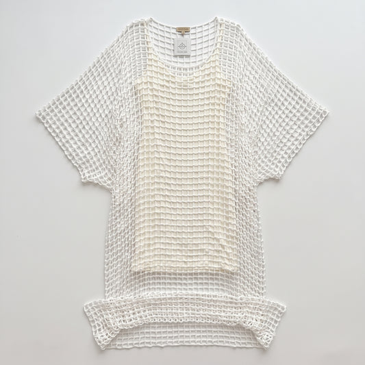 OZLEM SUER White Open Knit Layered Dress