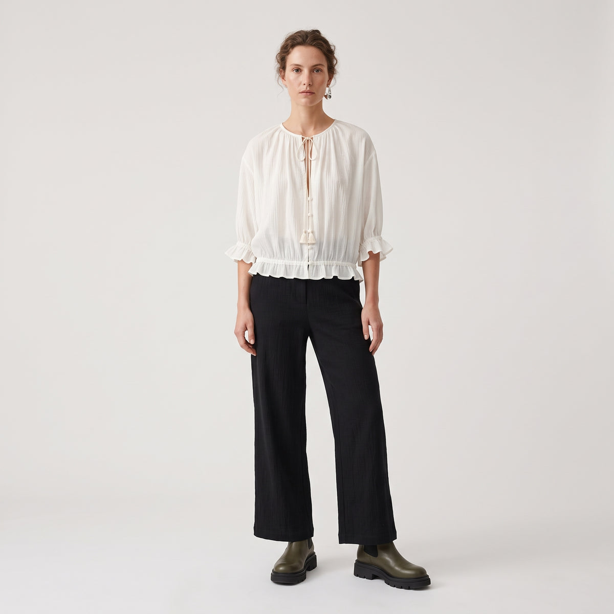 Gardenia Cream Plissé Blouse