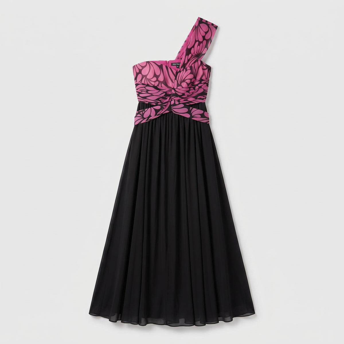 TUVANAM Fuchsia One-Shoulder Evening Dress