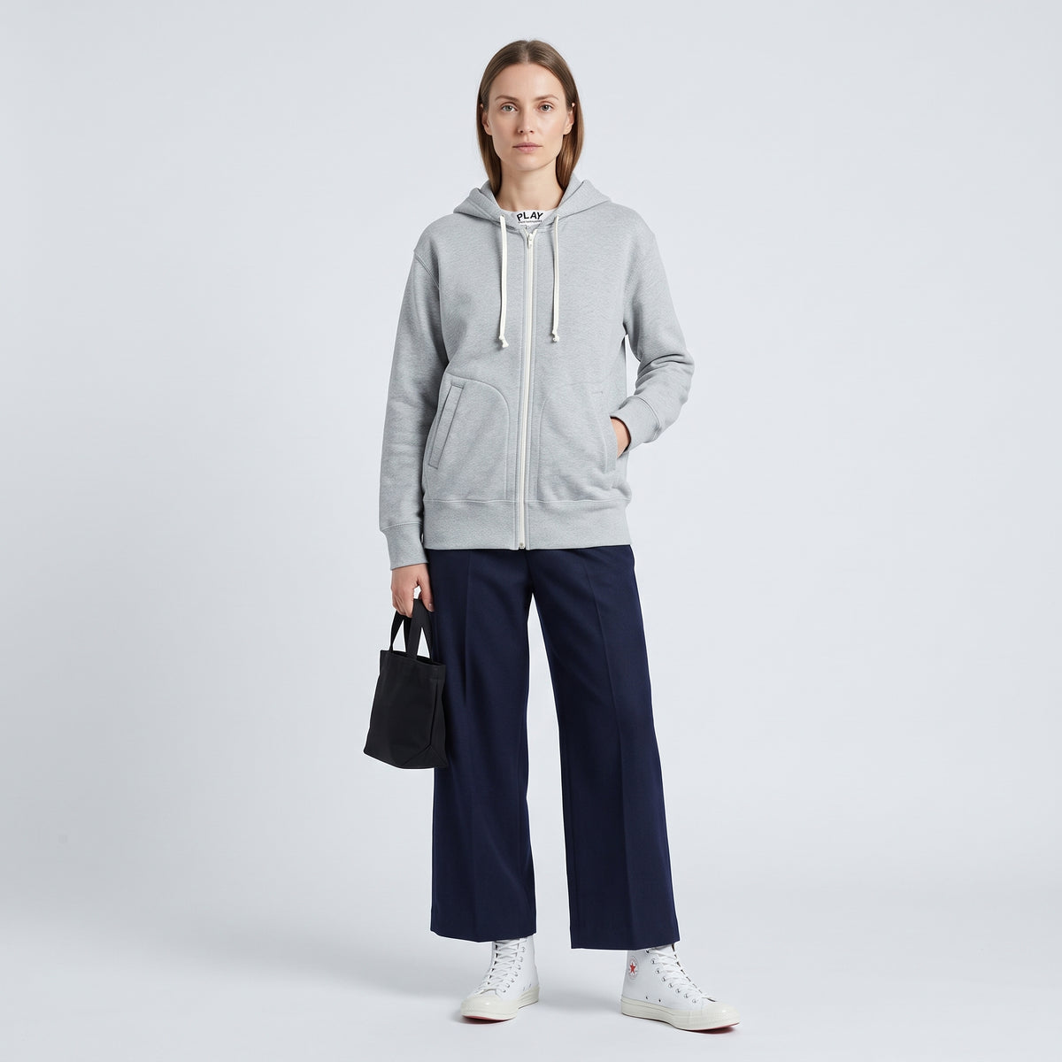 CDG PLAY Classic Grey Zip-Up Hoodie - view 3