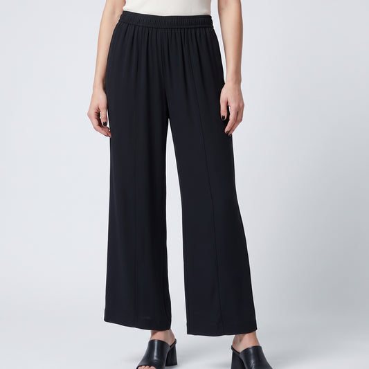 Cropped Wide-Leg Pleated Trousers