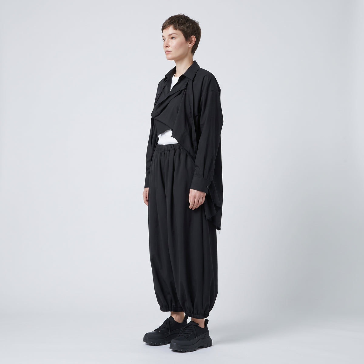 COMME DES GARCONS Black Gathered Balloon Trousers - view 4