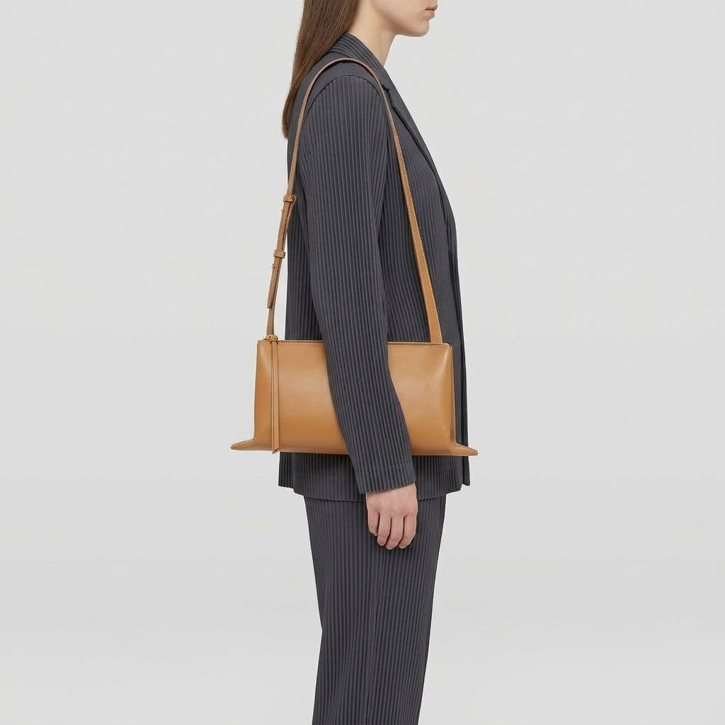 Minimalist Leather Shoulder Clutch Bag