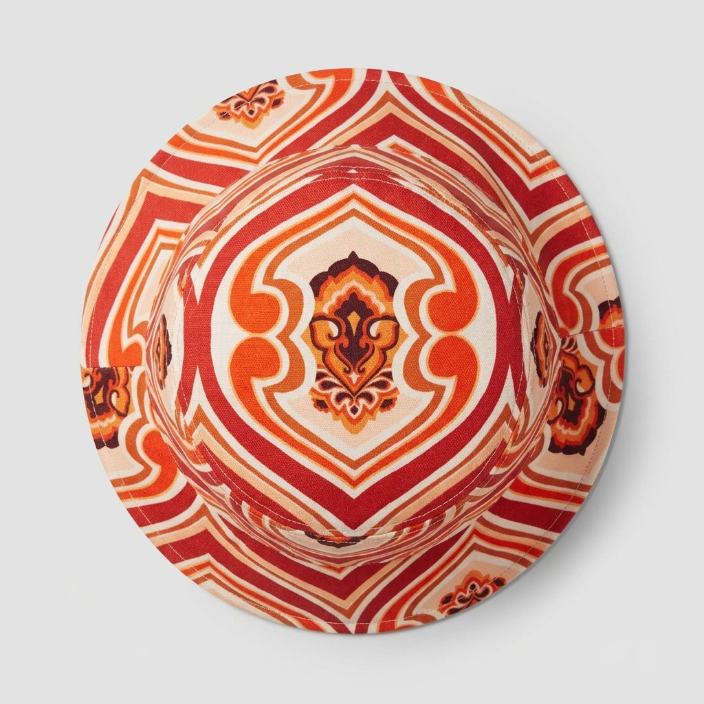 Geometric Orange Bucket Hat