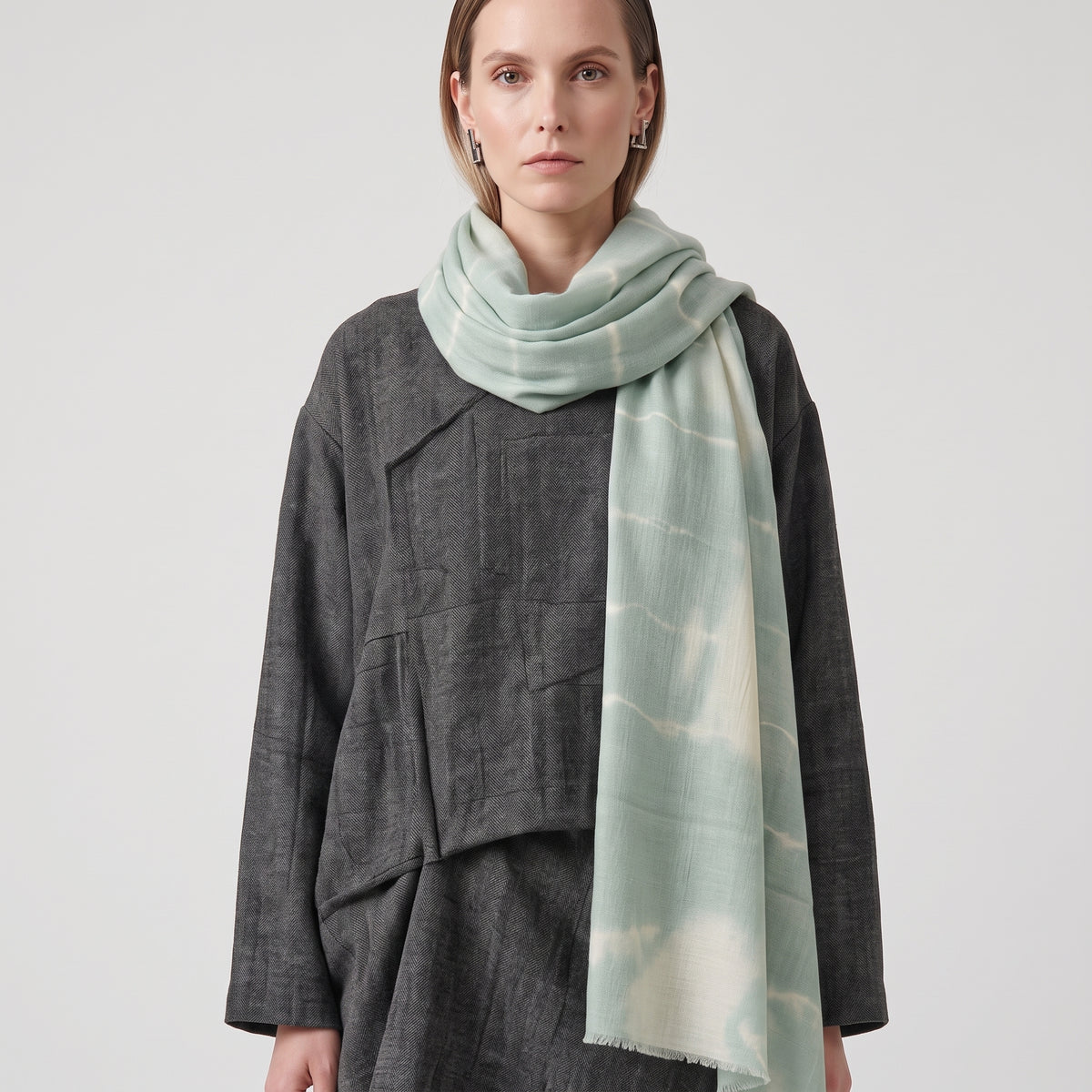 ASHTA Tie-Dye Linen Fringed Scarf - view 4
