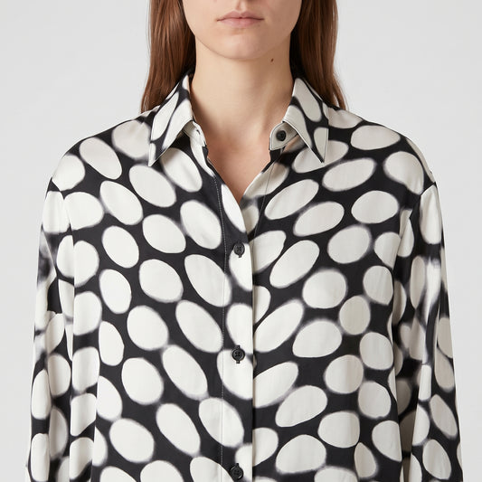 Abstract Print Silk Button-Down