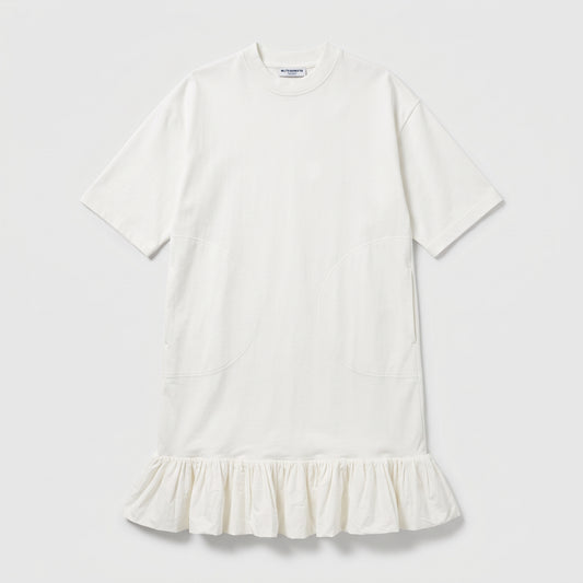 White Ruffled T-Shirt Dress