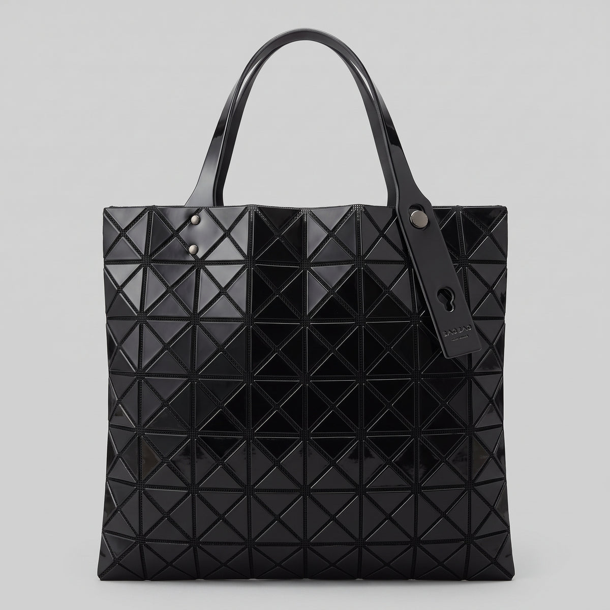 Geometric Glossy Black Shoulder Bag